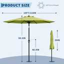GarveeLife 10FT Umbrella Outdoor Patio, Table Umbrella with Push Button Tilt and Crank, 8 Sturdy Ribs Waterproof UV Protection for Garden, Pool, Deck, Backyard, Market (Fruit Green)
