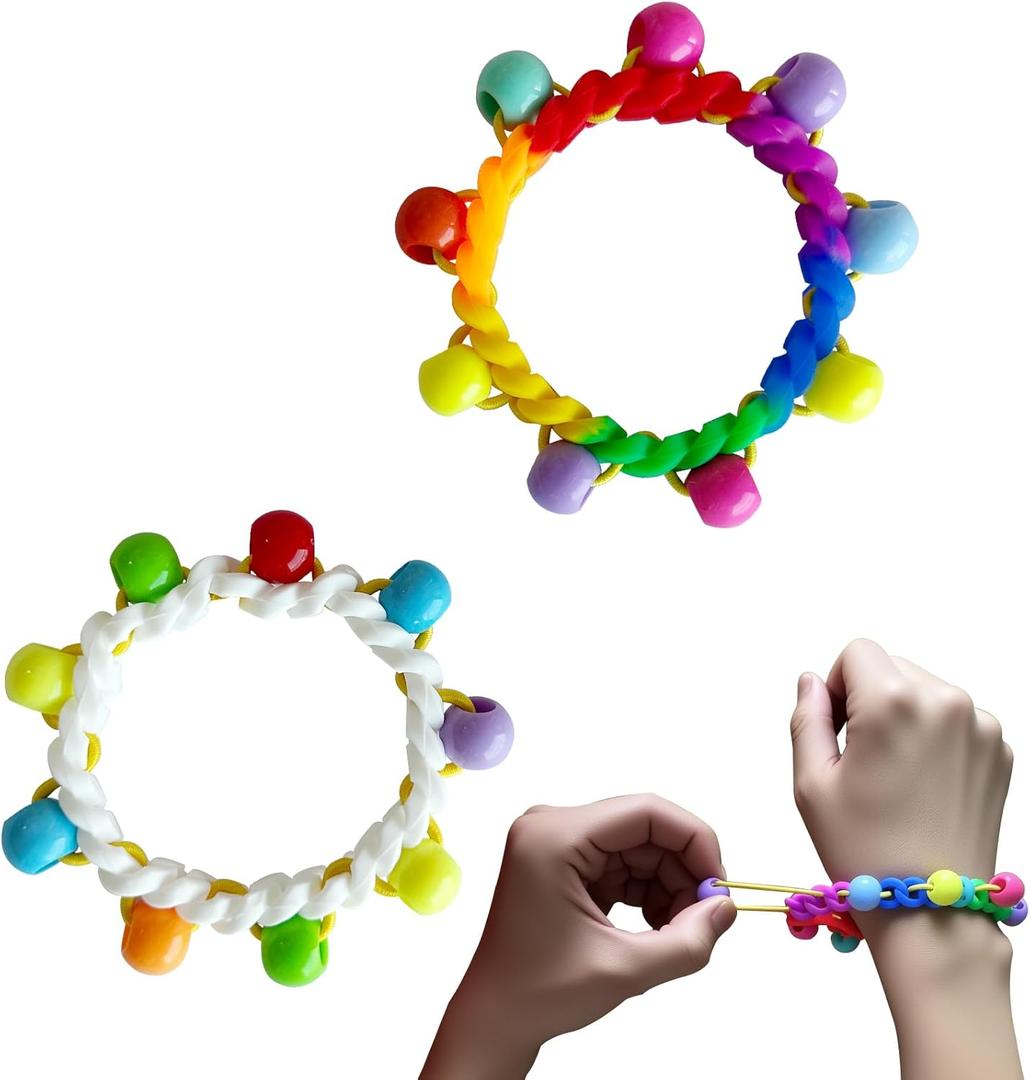 2 Pack Skin Picking Fidget Stretchy Loom Silicone Bead Anxiety Relief for Trichotillomania Nail Biters Hair Pulling