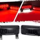 Partsam Red Led Low Profile Combination RV Tail Lights Surface Mount LED RV Camper Trailer Stop Turn Brake Tail Lights/License Plate Light Holder Bracket Smoke Lens - Black Base - Pair