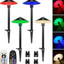 SUNVIE RGBW Low Voltage Pathway Lights 3W Color Changing Landscape Lights 12-24V Multi-Color Path Lights Waterproof for Yard Garden Walkway Holiday Landscape Path Lighting ETL Listed Cord, 4 Pack