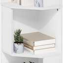 Furinno ECON Corner Shelf, 5-Tier Corner Book Shelf, Standing Storage Shelves, Cube Display Rack, Bookshelf, for Organization and Storage, Living Room, Home Office, White