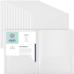 Gueevin 24 Pcs Plastic Folders with Pockets, Back to School Two Pocket Folder Fit Letter Size, Heavy Duty School Business Card Holder for Home Office, 11. 61 x 9. 45 Inches (White)