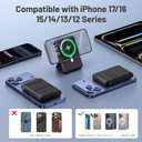 Azmuth for MagSafe Portable Charger, 10000mAh Magnetic Power Bank with 20W PD USB-C Fast Charging LED Display for MagSafe Battery Pack, Magnetic Travel Charger for iPhone 17/16/15/14/13/12 Series