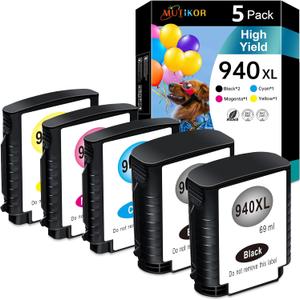 940XL Ink Compatible Replacement for HP 940 Ink Cartridges for Officejet Pro 8000 8500 8500A 8500A Plus Printer (5-Pack 2Black 1Cyan 1Magenta 1Yellow)