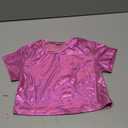 Verdusa Girl's Metallic Crop Tee Top Short Sleeve Round Neck Neon Shirts Party Costume Concert Outfits (4T)