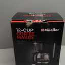 Mueller 12-Cup Drip Coffee Maker - Borosilicate Carafe, Auto-Off, Reusable Filter, Anti-Drip, Keep-Warm Function, Clear Water Level Window Coffee Machine, Kitchen Essentials & Accessories (Black)
