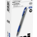 uni-ball Signo GRIP Gel Pen, Stick, Medium 0.7 mm, Blue Ink, Silver/Blue Barrel, Dozen, 12 PCS