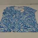 Stella Parker Women's Relaxed Short Sleeve Shirt V Neck Cotton Classic Top, Dream Blue, XL