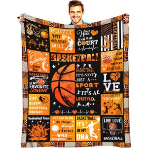 Basketball Blanket Ultra Soft Basketball Flannel Throw Lightweight Blanket for Boys Girls Women Team Basketball Lovers Gifts 50"X40"