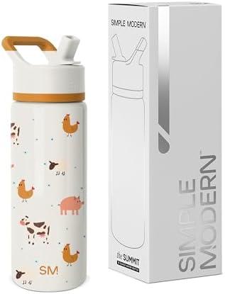 Simple Modern Kids Summit Water Bottle with Straw Lid | 18oz Stainless Steel Cup Insulated Tumbler for Toddlers, School | Farm Animals
