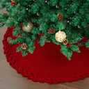 Mr. Pen- Small Christmas Tree Skirt, 24", Red Knitted Christmas Skirt Tree, Xmas Tree Skirt