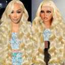 613 Lace Front Wig Human Hair 200 Density Blonde Wig Human Hair Body Wave 13x6 HD Transparent Lace Front Wigs Human Hair Pre Plucked 26 Inch Blonde HD Lace Frontal Wig Glueless Wig For Women
