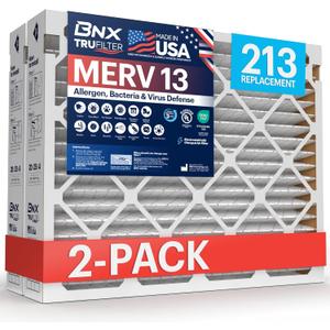 TruFilter Compatible with AprilAire 213 Replacement Filter for AprilAire (2-Pack) - MERV 13 - MADE IN USA - HVAC AC Furnace Filters Allergies, Mold, Bacteria, Smoke, MPR 1900 FPR 10 Air Filter 20x25x4