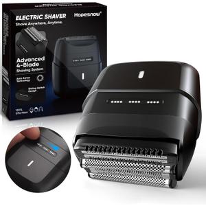 Electric Foil Shavers for Men: Compact Electric Razor with 4 Floating Blades, Travel Portable Foil Shaver for Men, USB-C Rechargeable, Waterproof Wet Dry Cordless Face Shaver for Travel & Home, Black