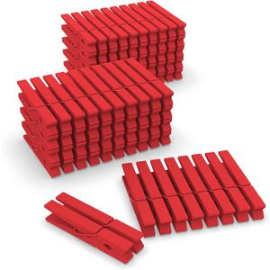 100 Pcs Colored Clothes Pins Wooden, Red Clothespins for Crafts, Clothing Pins for Hanging Clothes Classroom 2.9 Inch