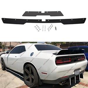 WheelX Rear Wickerbill Spoiler Compatible with 2015-2023 Dodge Challenger RT SRT Scat Back Hellcat, Venom Series V Style, Wicker Bill Trunk Tail Deck Lid Wing Lip with RivNut Tool (Smoked Black)