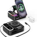 8-in-1 Charging Station 65W, 15W Magnetic Wireless Charger with Retractable Cable, 30W USB C Fast Charging Stand for iPad, Multiple Devices for iPhone 17 16 15 14 13 12 Pro Max Apple Watch Airpods