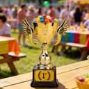 1st Place Gold Plastic Trophy with Detachable Sticker - Winged Design Award for Sports Competitions, Tournaments, Party Prizes & School Events