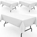 Pureegg Rectangle Table Cloth 60" x 102"  Durable Polyester Tablecloth Offers Reusable & Washable Protection, Ideal for Outdoor Party, Picnic, Wedding, Banquet and Birthday, 3 Pack, White