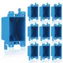 ANKYLHUA 10-Pack Single Gang Electrical Outlet Box, Old Work Box, 14 Cubic Inch Switch Box Plastic Outlet Box 1-Gang Electrical Outlet Box Extenders for Residential Commercial Old Job Applications