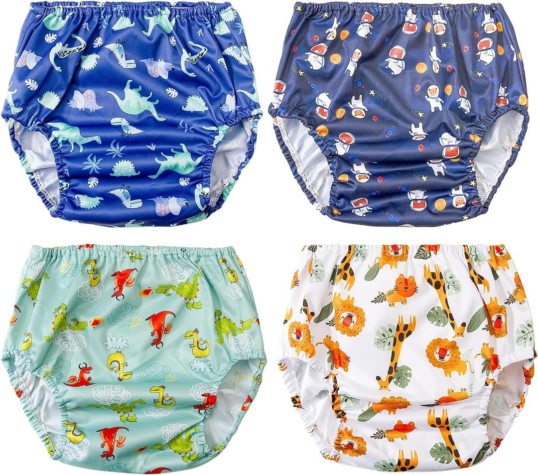BISENKID Rubber Underpants for Potty Training Good Elastic Plastic Diaper Covers for Plastic Pants & Training Underwear for Boy 2t (2T (4 Count))