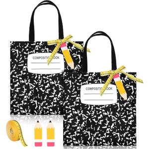 Paterr 2 Set Teacher Appreciation Gifts Bags Canvas Tote with Pencil Cards Measure Ribbon Graduation Retirement Women Party