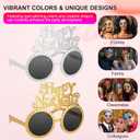 2 x Happy New Year Metallic Glasses Shiny 2026 Party Eyeglasses for Adults & Kids Fun NYE Accessories & Photo Booth Props (Golden Silver Red Blue)