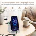 Wireless Induction Speaker 5-in-1 Bluetooth Speaker with Phone Holder, Surround Sound, 3500mAh, 8 RGB Ambient Lights, 360 Adjustable Stand, Holder for iPhone/Android/iPad Gifts for Men Women (White)