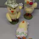3PCS Easter Chick Decor - Cute Family Chicks Plush with Resin Claw Round Base, Chicken Figurines Decoration for Home Kitchen Office Farmhouse Spring Table Desktop Ornament Gift Set