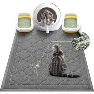 WePet Cat Litter Box Mat, Kitty Premium PVC Pad, Durable Trapping Rug, Phthalate Free, Urine-Resistant, Scatter Control, XXL 120 x 90 cm, Grey