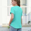 ZDC Girls Short Sleeve T Shirts Kids Summer Textured Tops Crewneck Casual Tee 5-14 Years (Green)