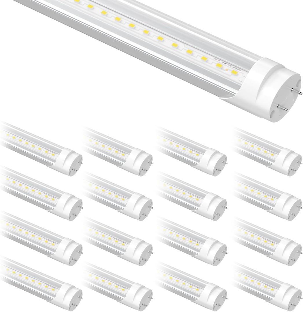 16-Pack Fluorescent Light Bulbs Replacement 4FT, T8 LED Bulbs 4 Foot Type A+B, 24W (65W Equivalent) 3200LM, 5000K Daylight, 48 Inch Tube, F32T8 or F40T12 LED Replacement, Non-Dimmable