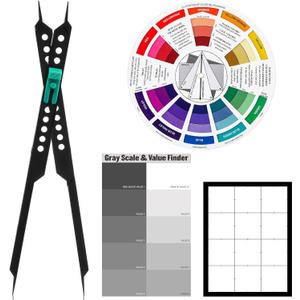 Dianelhall 10" Proportional Divider Color Wheel for Artists Viewfinder Gray Scale Value Finder Artist Value Locator Pocket Drawing Supplies Drafting Tools Kit