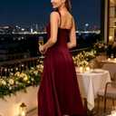 YHHOWEP Women's Formal Midi Dress Wedding Guest Corset Sleeveless Elegant Cocktail A Line Flowy Dresses Semi Formal Sundress with Pockets Burgundy M (Red)