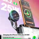 CloudValley 25W Wireless Charger Phone Mount for Tesla Model Y/3 with RGB Lighting, Magnetic Extendable Metal Car Holder with Cooling Fan & 45W Adapter, Design for iPhone MagSafe 17/16 Pro Max