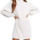 Virmoku Fall Winter Girls Oversized Sweater Dress Turtleneck Batwing Long Sleeve Kids Teen Tween Casual Sweaters Girl Dresses (M, White)