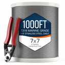 NUTYPE 1/8" T316 Stainless Steel Cable, Aircraft Cable for Deck Railing, 7x7 Strand Core, 1000FT, Come with Cutter