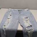 IbuduSexy Women's Mid Waisted Wide Leg Distressed Jeans Ripped Retro Denim Pants (B-light Blue)