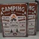 LANOLU Camping Sign, 12x16 inches, Rustic Tin Wall Mount, Funny Camping Rules Decor for RV, Camper, or Home