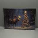 Doartdo Christmas Trees Wall Art Christmas Wall Decor Pine Tree and Winter Animal Picture Prints Snow Landscape Painting Xmas Decor Frame (Blue, (16.00" x 24.00")