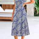 BTFBM Women's Summer Dress Sleeveless Spaghetti Strap Midi Dress Sexy Cowl Neck Floral Cocktail Dress Party Dresses (XL)