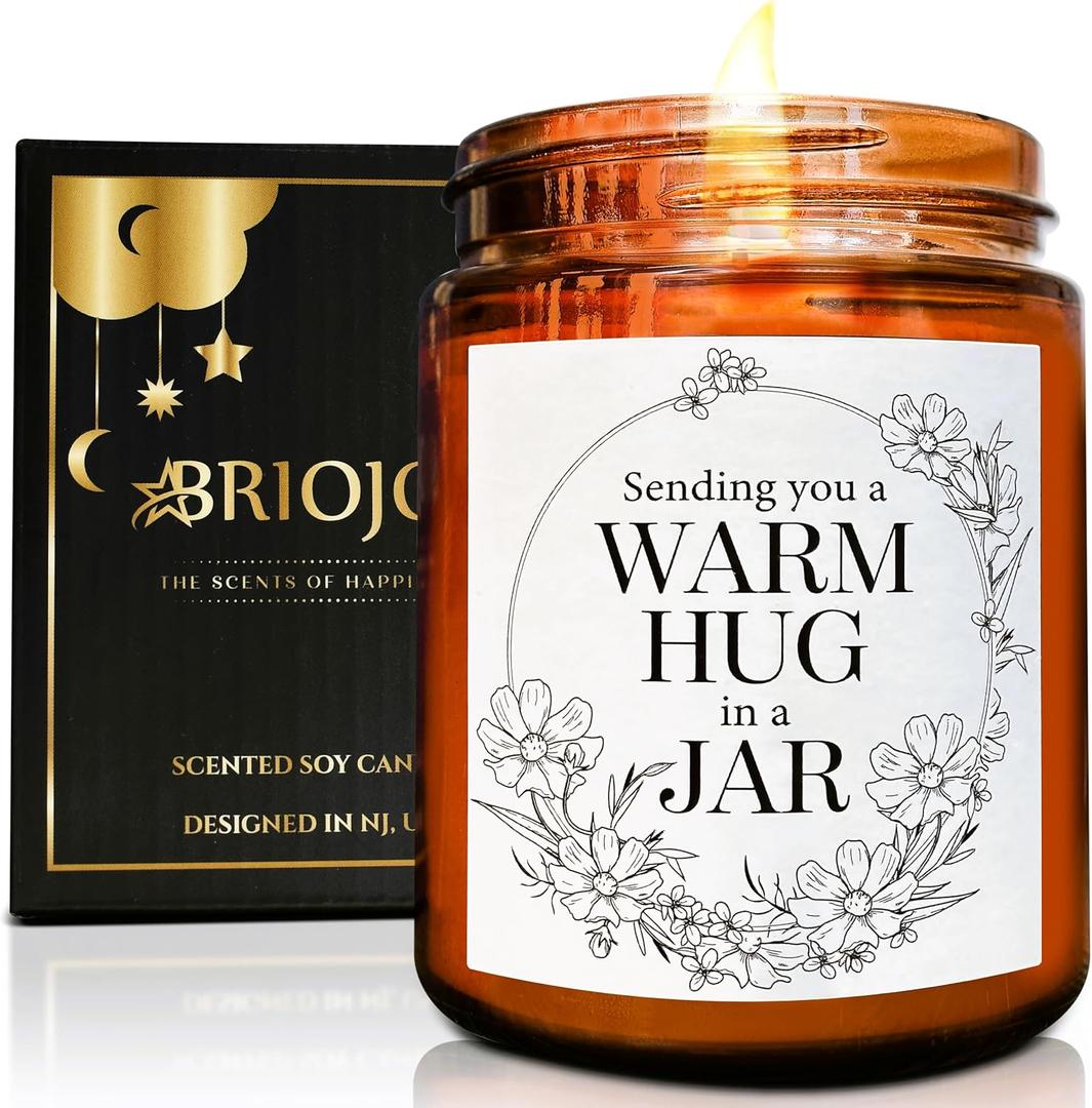 Sending You Warm Hug in a Jar Candle - Friendship Gifts for Women Men Best Friend - Relaxing Gift for Her Him - Natural Soy Candle for Home - Sea Salt Jasmine Scented Candles for Stress Relief (Warm Hug, SEA SALT JASMINE)