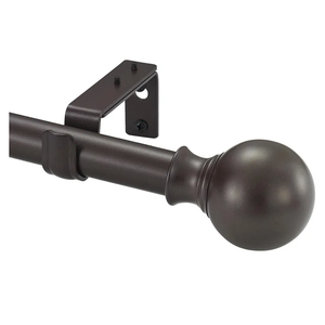 Window Curtain Rods 72 to 144 Inches, 1 Inch Diameter Adjustable Drapery Rod, Decorative Heavy Duty Curtains Rod with Fancy Round Finials for Living Room, Bedroom, Patio, Matte Brown