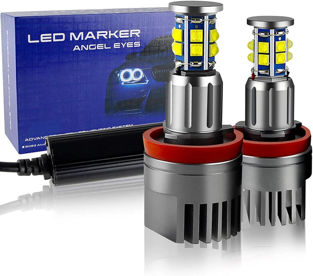 H8 LED Angel Eyes Halo Bulb Light Compatible for BMW E90 E92 E70 E71 E82 E89 M6 1 3 5 Series X5 X6 Z4, 6000K Xenon 120W White Lamps Marker Lights