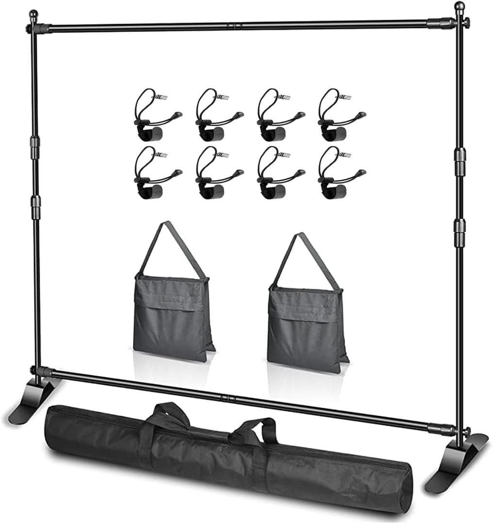 EMART Adjustable Photo Backdrop Banner Stand with 10 X 8ft（W X H） Telescopic Tubes, Suitable for Trade Shows, Professional Photography Booths, and Step and Repeat Background Displays