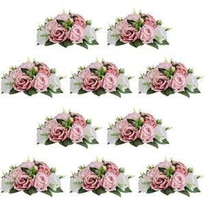 NUPTIO Flower Balls for Wedding Centerpieces - 10 Pcs 9.5 inch Diameter Fake Flower Ball Arrangement Bouquet Party Centerpieces for Tables - Dusty Rose Bouquet Centerpiece Flowers for Wedding Table