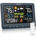 BluSon Weather Station Wireless Indoor Outdoor Thermometer, Color Display Digital Temperature Humidity Monitor with Atomic Clock, Weather Forecast, Adjustable Backlight, Home Weather Station, Blue