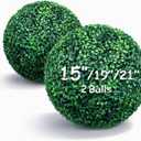 15 Inch 2 Packs Artificial Boxwood Balls Topiary Balls, 4 Layers of UV-Resistant Greenery Balls Indoor Outdoor Garden, Backyard, Patio, Front Door  Assembly Required