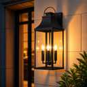 LOBREG 25" Outdoor Lanterns for Porch, Large Outdoor Wall Lights Exterior, 4-Light Wall Sconce for House Garage Front Door