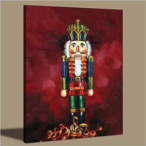 Wall Art Canvas Print Nutcracker Pictures for Christmas - 24x36 inch Soldier with Red Jacket Painting Artwork for Home Art